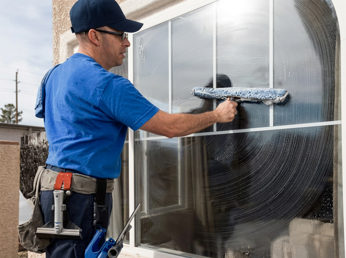 Professional window cleaning on a Florida home